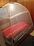 XXL- Moskitonetz- Zelt Mückenschutz für Betten zum Aufstellen ohne Bohren, 200x150x160 cm, mit 3 Eingängen (Weiß)