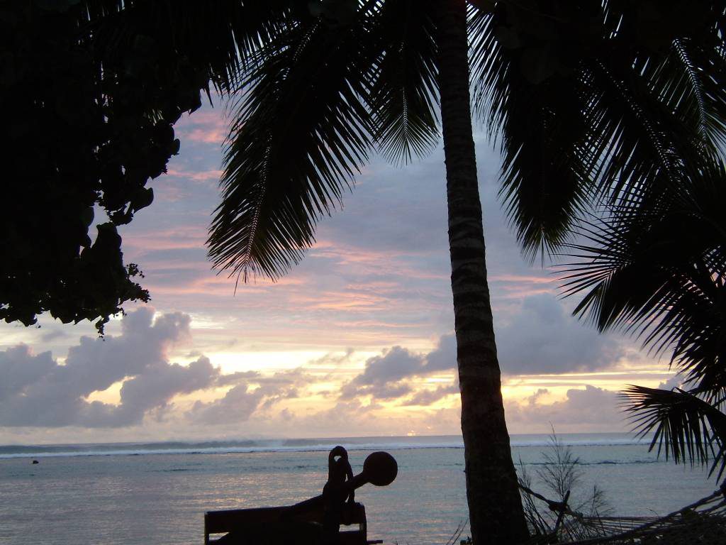 Sonnenuntergang am Aroa Beach, Cook Islands