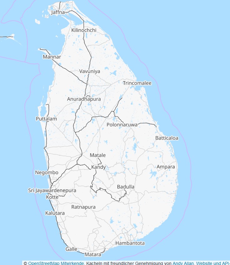 Sri Lanka Zugstrecken, Openstreetmap