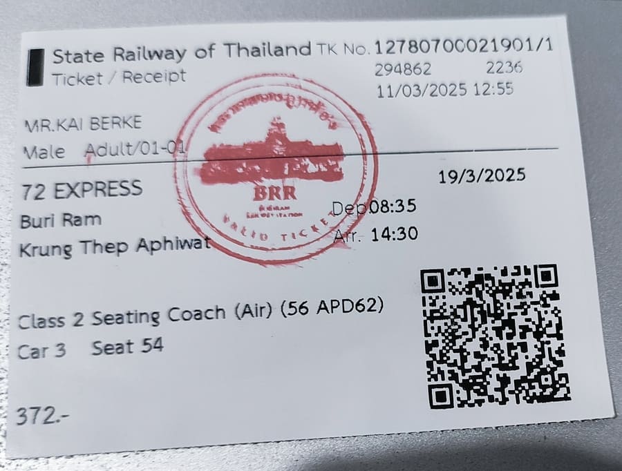 Zugticket Thailand